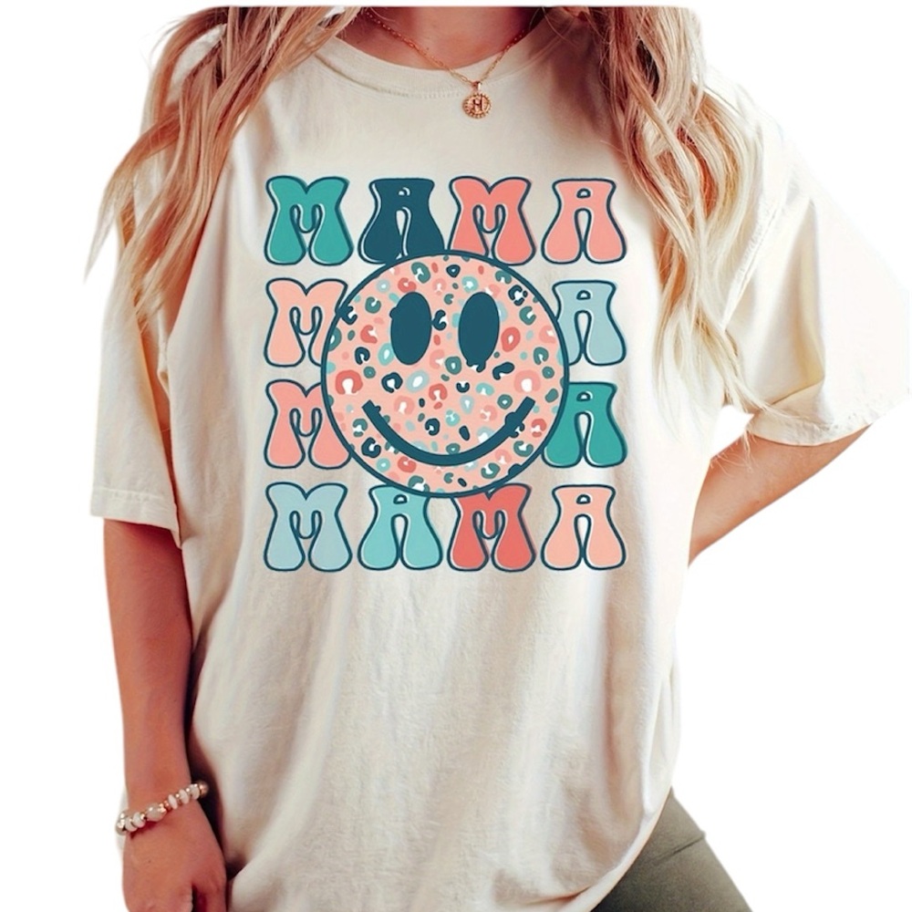 Cream Short Sleeve Smiley Face Graphic Tee XL